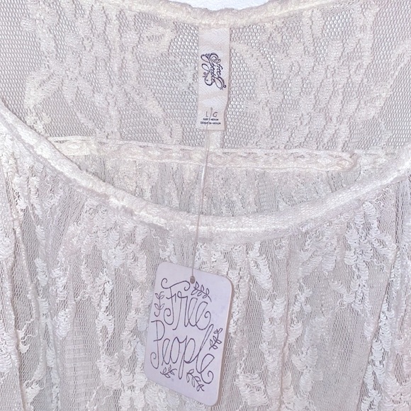 Free People “Lost In Austin” Ivory White Lace Cold Shoulder Bohemian Boho Top - Picture 5 of 7